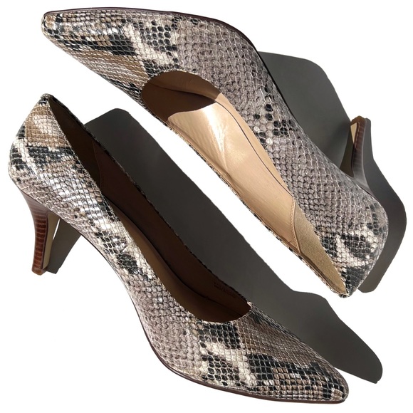 Cole Haan Gray Multi Snakeskin Embossed Leather Heels - Picture 2 of 9